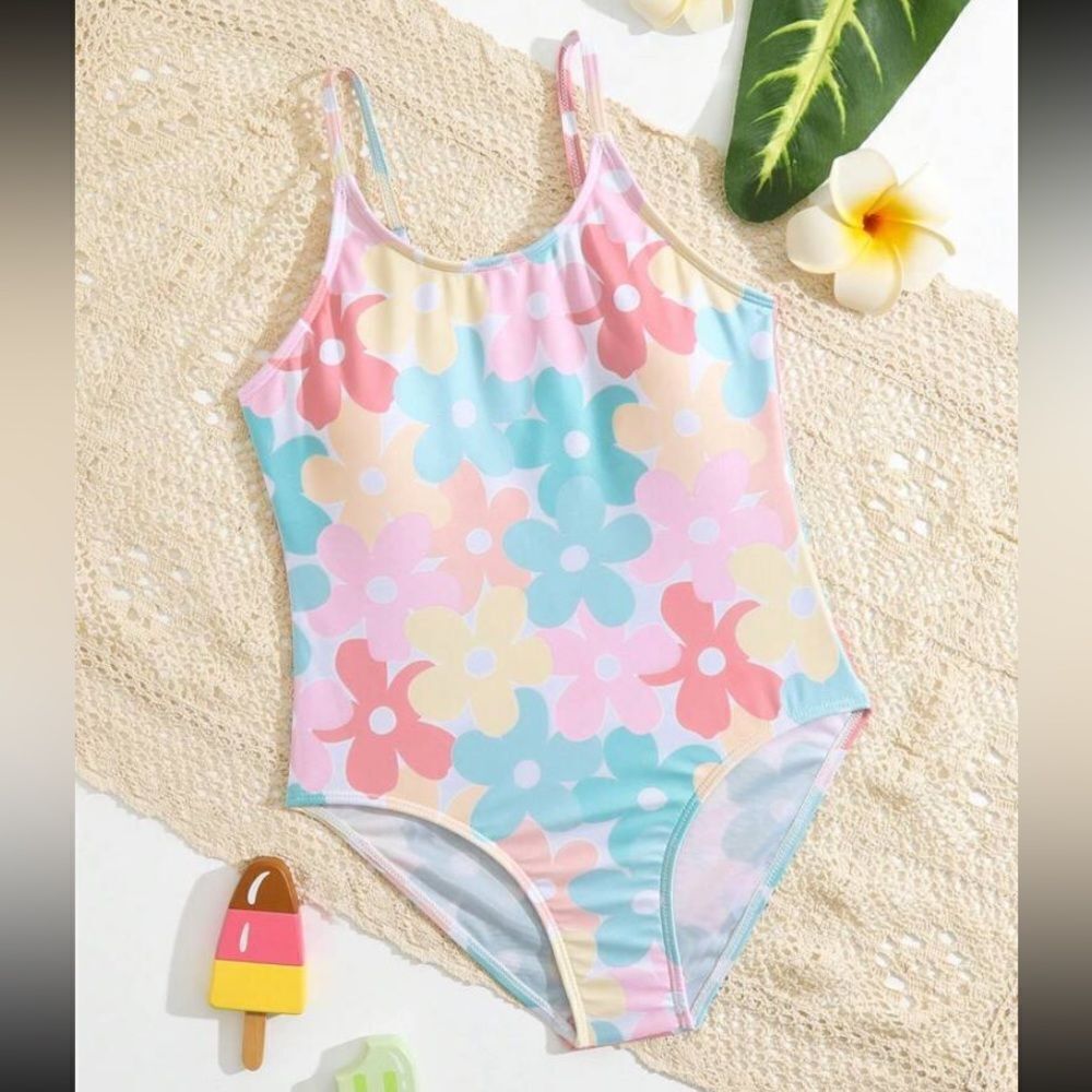 Girls floral print swimsuit